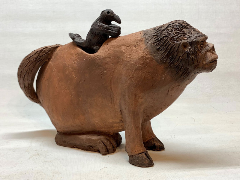 Gorilla, 2021; clay, acrylic paint. Photo courtesy of the artist.