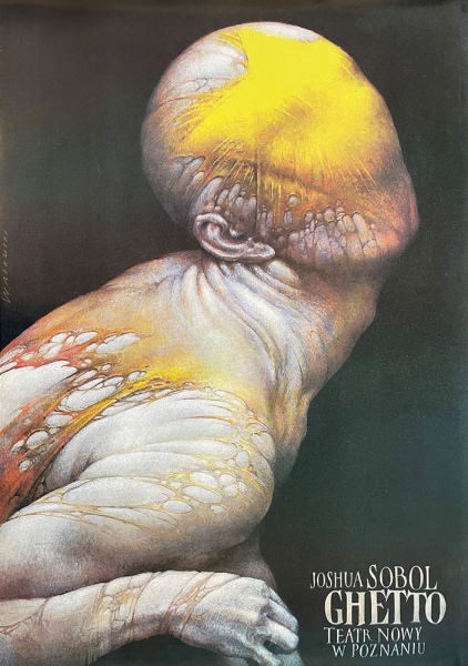 Wiesław Wałkuski – Poster design for the play “Ghetto” by Joshua Sobol, n.d.; The New Theatre, Poznan; offset. Poster image copyright by the artist.